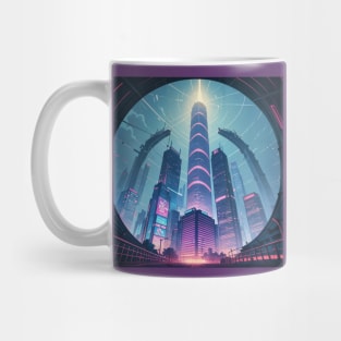 Synthwave Cityscape Emoticon Mug